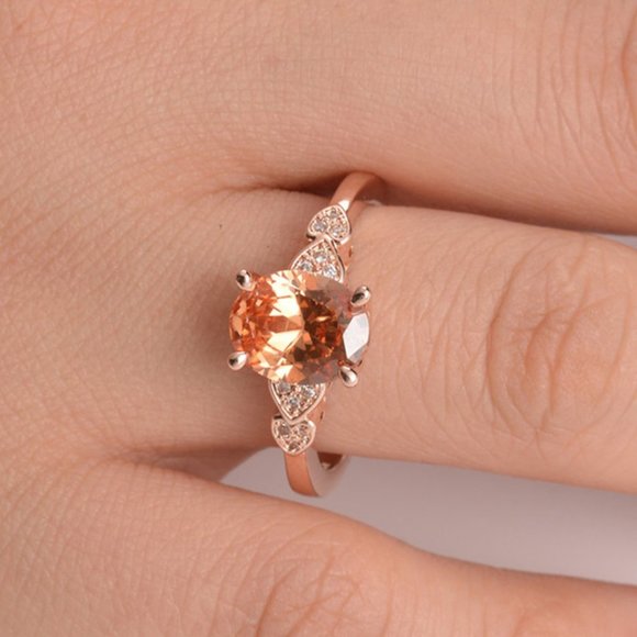 Vintage Gemstone Wedding Topaz Bague Anillo 18K Rose Gold Plated Ring,… - Picture 4 of 5